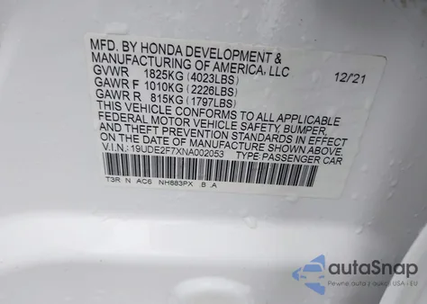 2022 Acura Ilx Premium Package из США, поврежденный, VIN 19UDE2F7XNA002053